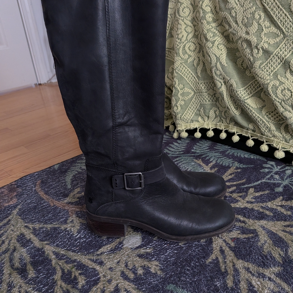 Lucky Brand Black Moto Riding Boots with Buckle